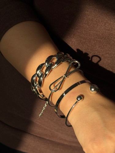 پک بنگل زنانه مینیمال ۴ تایی | ست دستبند استیل ترند